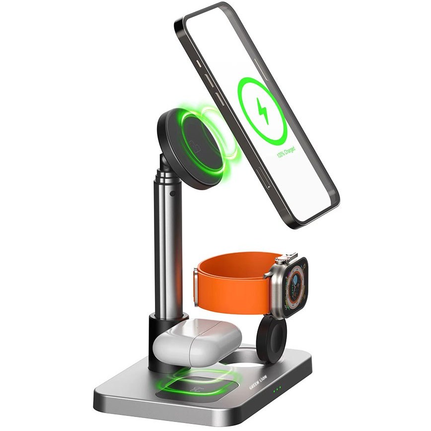 شارژر بی سیم 3 در 1 گرین لاین مدل Telescopic Wireless Charger