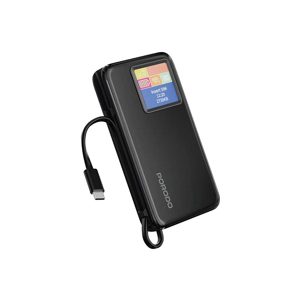 پاوربانک پرودو مدل PDPBFCH087 ظرفیت ۱۰ هزار با مودم جیبی ۴G LTE